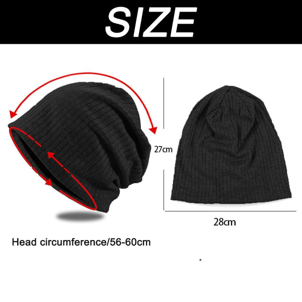 Slouchy Knit Beanie Hat for Women Winter Soft Warm Ladies Wool Striped Black KLB