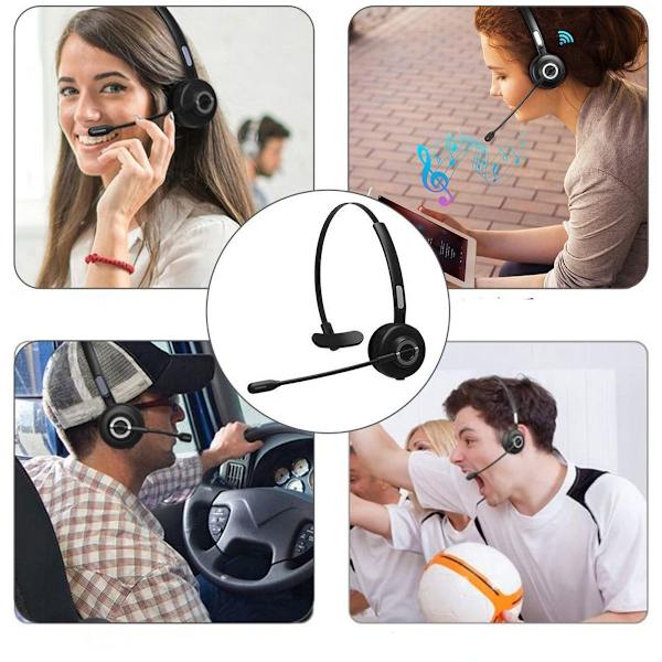 Tecknet Bluetooth-headset med mikrofon, PC-headset med AI-støjreduktion, KLB