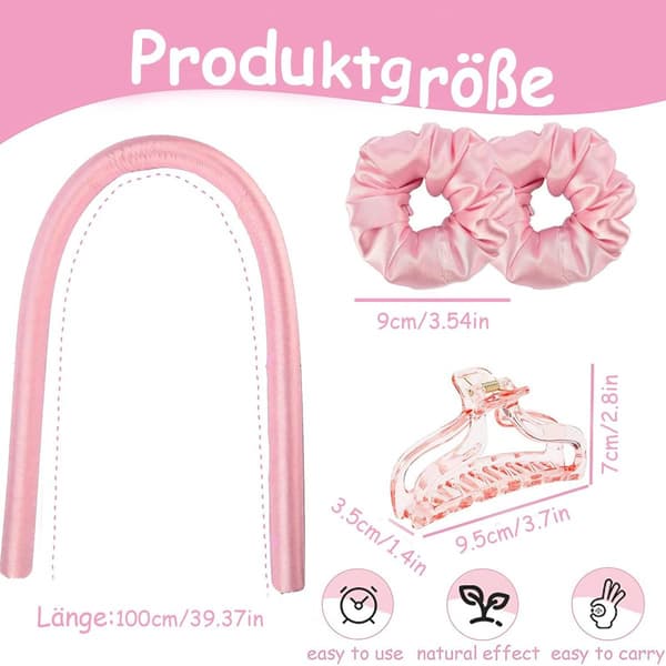 Varmeløse krøller hårkrøller - Silke hårkrøller uten varme (Rosa) KLB