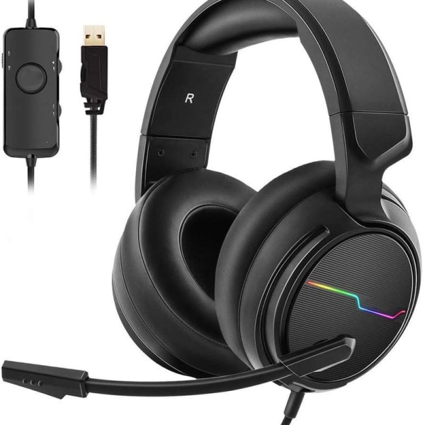 USB Pro Gaming Headset til PC - 7.1 Surround Sound hovedtelefoner