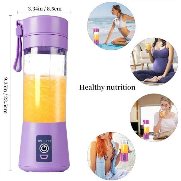 Bärbar mixerkopp (grön, 380 ml), USB elektrisk mixer, minimiixer, bärbar mixer för milkshakes och smoothies, juicing, sex delar perfekt för mixning