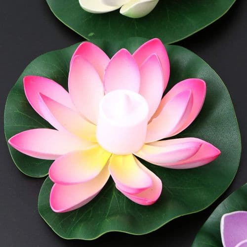 Uonlytech Pakke med 6 Flydende Blomster LED Lys Kunstvandliljer Lotus