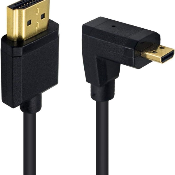 HDMI til standard HDMI-kabel, Micro HDMI til HDMI spiralfjederkabel, vinklet, 1,2 m