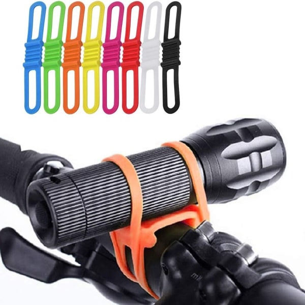 Bicycle flashlight holder - elastic silicone band - set of 8 KLB