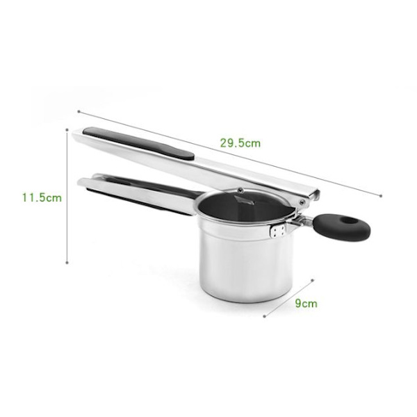 Manuell Potatispress, Professionell Potatispress i Rostfritt Stål, Perfekt för Frukt, Grönsaker, Babymat, 3 Utbytbara Skivor