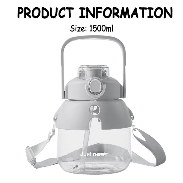 Suurikokoinen Kannettava Harmaa Vesi Pullo 1500ml KLB