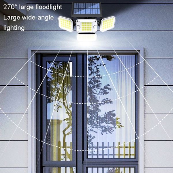 TG-TY10804 Aurinkokäyttöinen nelipäinen kaksoisanturivalo kaukosäätimellä pyörivä LED-seinävalaisin