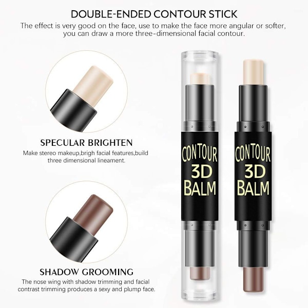 Dobbeltsidet highlighter og konturstift - makeup concealer sæt KLB