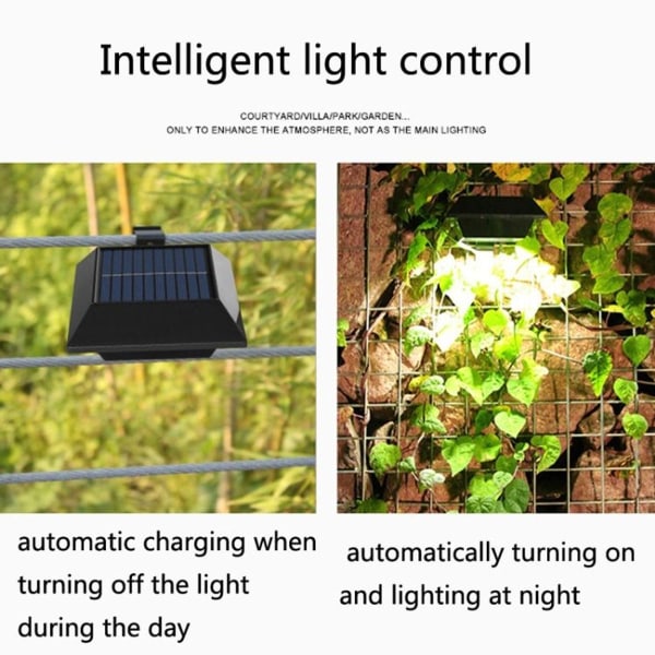 12 LED solcellelamper til udendørs brug, firkantet gelænder, trappebelysning