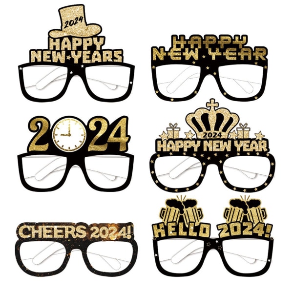 12 kpl uudenvuoden juhlapaperilasit 2024 rekvisiitta, uudenvuodenaaton lasit, KLB
