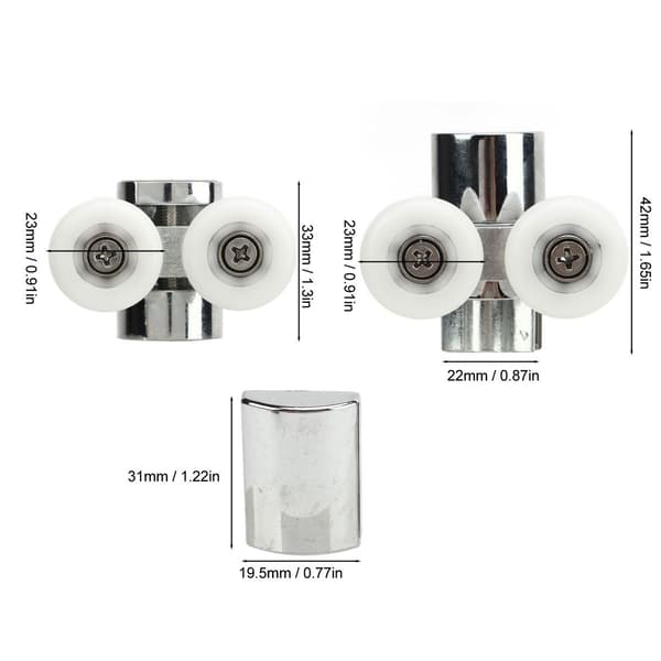 23mm Skjutdörrshjul för Badrumsskåpsdörr i Glas KLB