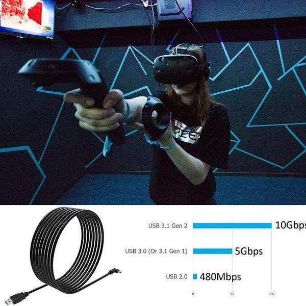 USB C Link-kabel 2,1 m kompatibel med Oculus Link-kabel