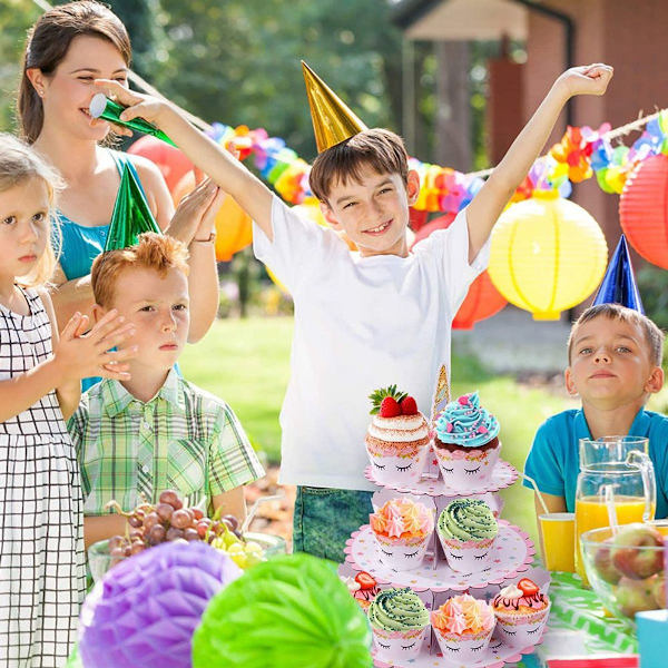 Tårtställ 3 våningar cupcake muffinsställ tillverkat av kartong för bröllopsfest KLB