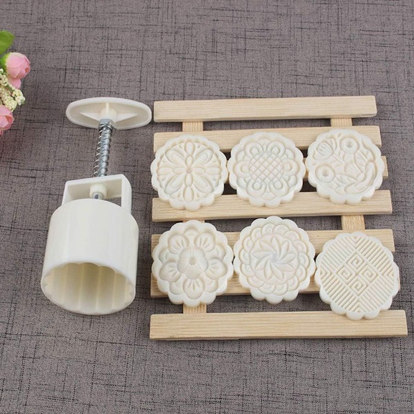 Månkakemall Press med 6 stämplar DIY Bakverktyg