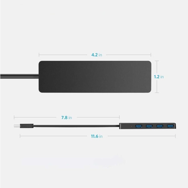 4-porters USB 3.0-hub, ultraslank data-USB-hub, ingen lading