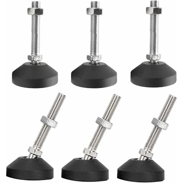 Pakke med 6 universelle justerbare silikonføtter D40 × M8 × 50 M8 svingbar base ledd nylon gjengede glidepads bordben KLB