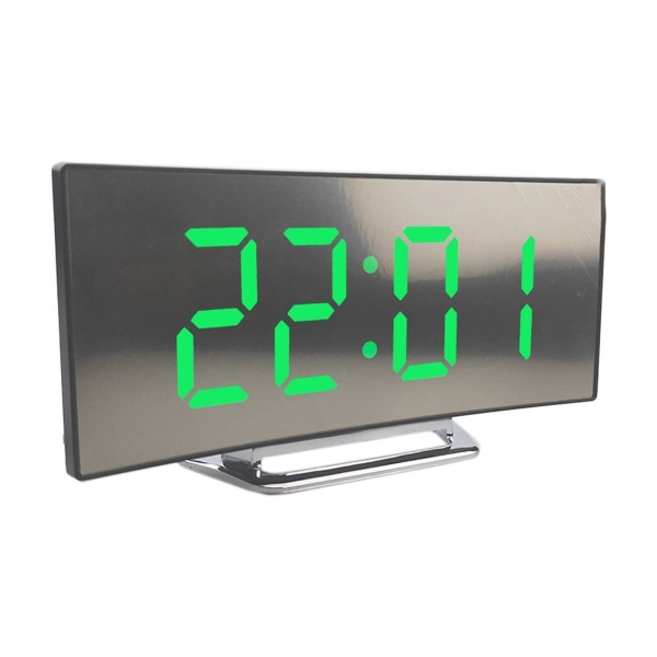 Kreativ elektronisk klokke med buet skjerm, stor LED-skjerm grønn