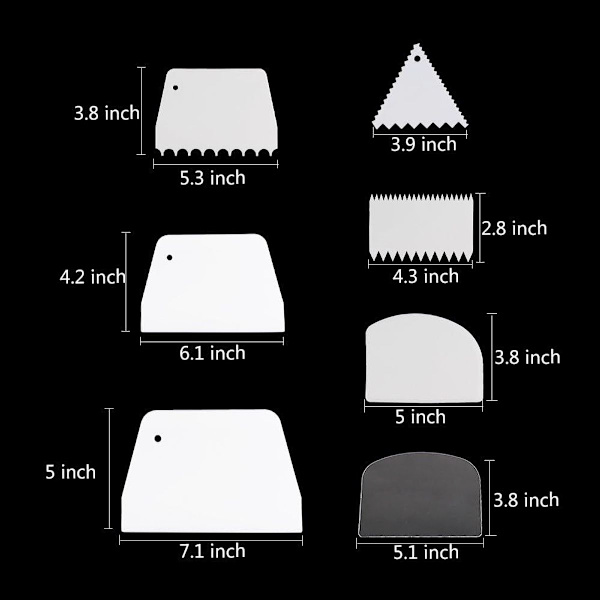 Kageskraber kageglatter, 7 stykker kageglasur skraber kageglatter