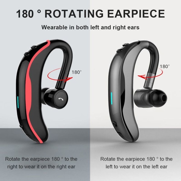 Bluetooth V5.0 Headset, Trådlösa hörlurar för Svart Röd