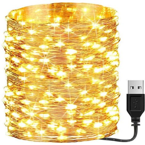 LED kobbertråd lys fjernkontroll USB batteriboks strenglys vanntett juledag dekorasjonslys