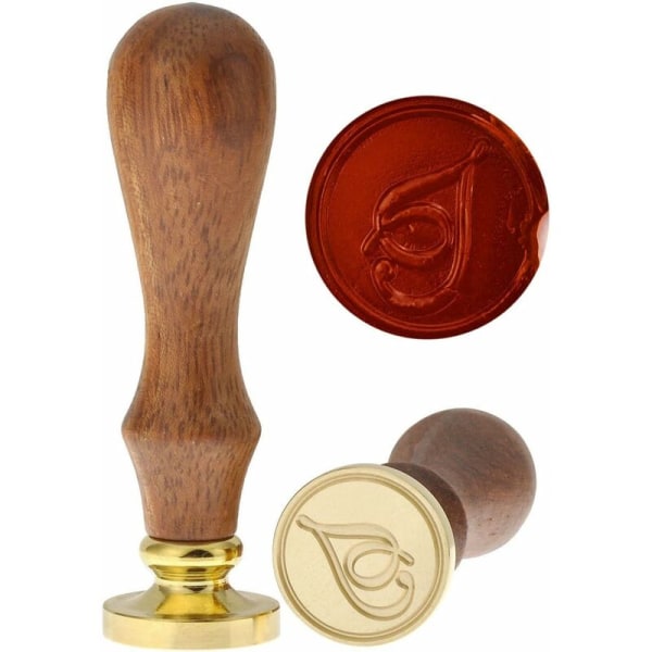 Retro messinghode trehåndtak alfabet bokstaver initial voks klassisk forsegling voks stempel T KLB
