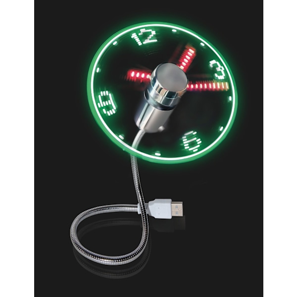 USB LED-vifte, Mini LED-klokkevifte med fleksibel svanehals, USB-drevet stille personlig bærbar vifte for hjemmekontor