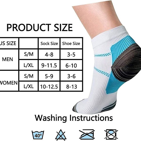 7 par kompressionsstrømper mod plantar fasciitis til mænd og kvinder - S/M KLB