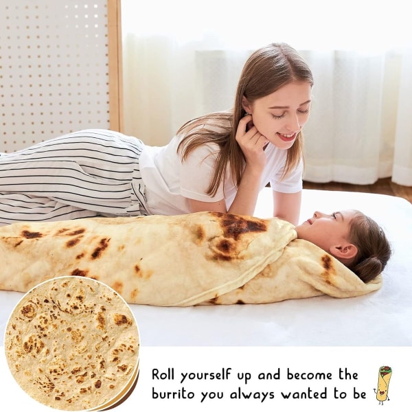 Tæppe, dobbeltsidet tortilla tæppe til børn og gul KLB