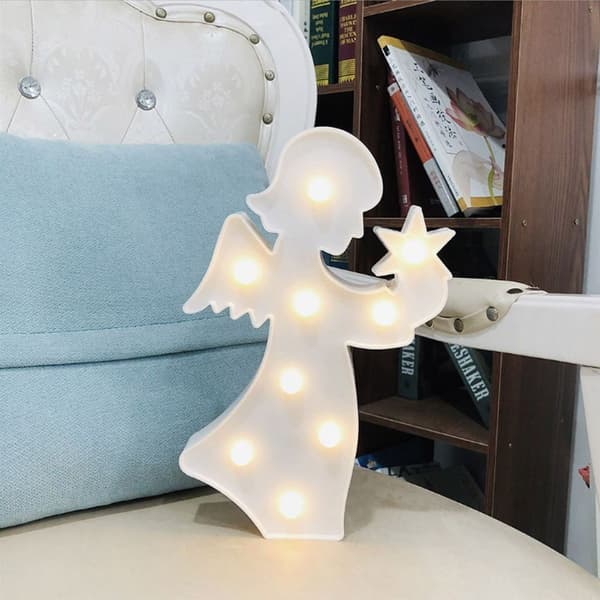 Plastisk LED-engel fe-form nattlampe dekorasjonslys KLB