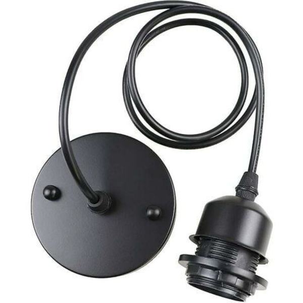 Vintage Pendel Taklampa E27 Edison Lamphållare (Svart 1 Pack) -aleko