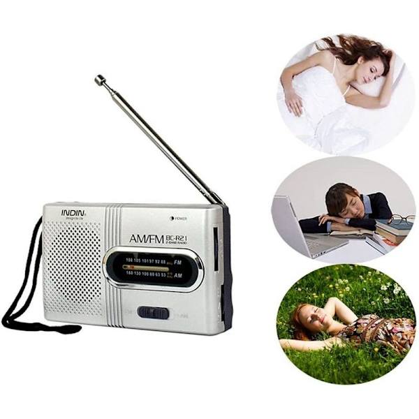 Mini Radio Bærbar BC-R21 Lommeradio med Bærestrop AM FM Teleskopisk