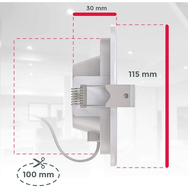 Sett med 3 spesielle innfelte spotlights for bad IP44, sprutsikker, ultra-flat