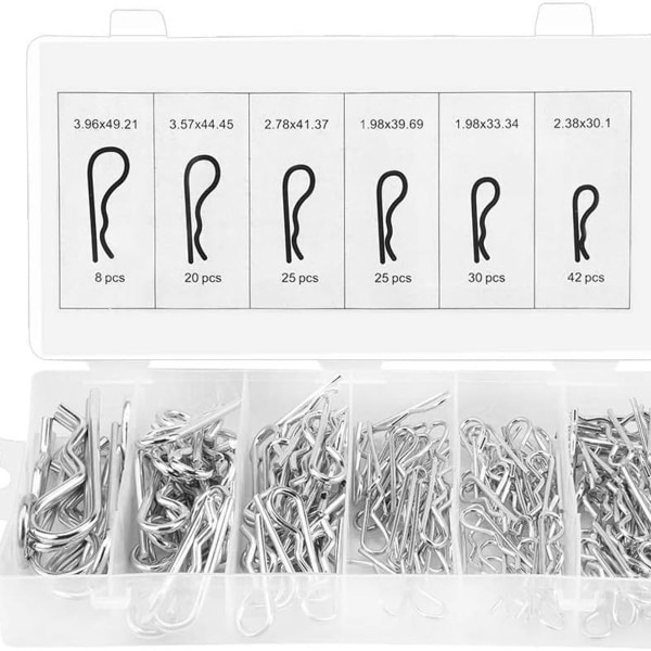 150 stk. R-clips fastholdelsesnåle, fjederpinde, fjeder cotter pin sortiment KLB
