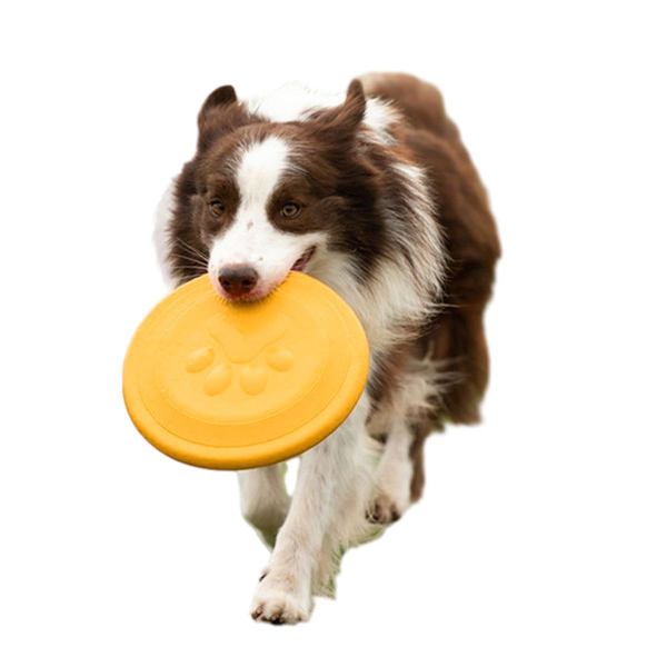 Flygande frisbee för hund, aerodynamisk frisbee för hundar, gul KLB