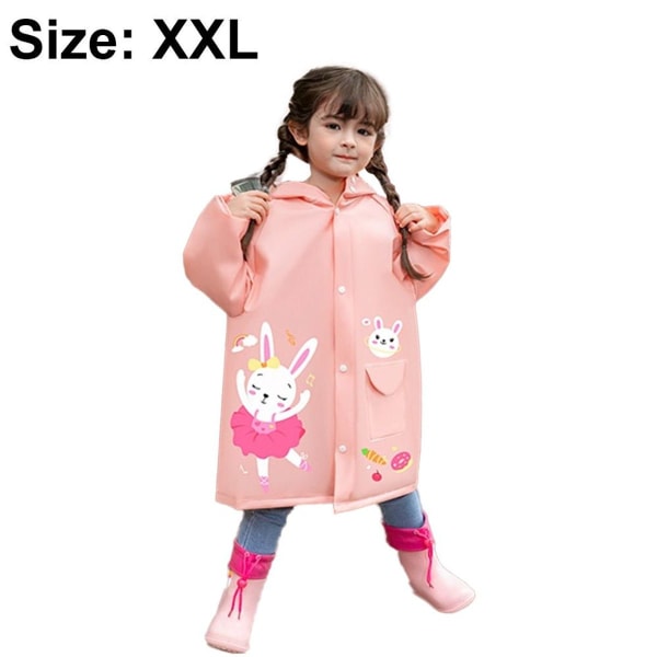 Børneregnfrakke med hætte, regntøj, XXL KLB