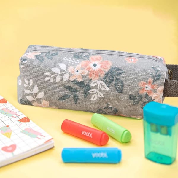 Pencil Case Stor Kapacitet Lærred Pen Pose Stående Form 3 KLB