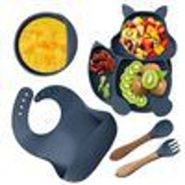 Barneplate baby plate silikon småbarnsplate, gaffel,