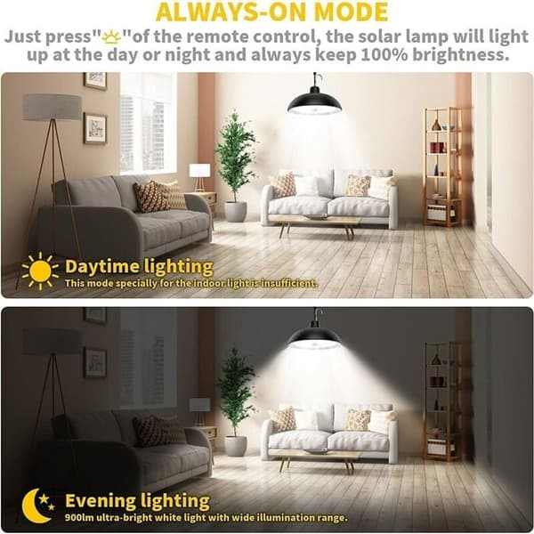 Solcellelampe for utendørs bruk, 78 LED, 4 moduser med bevegelsessensor, fjernkontroll