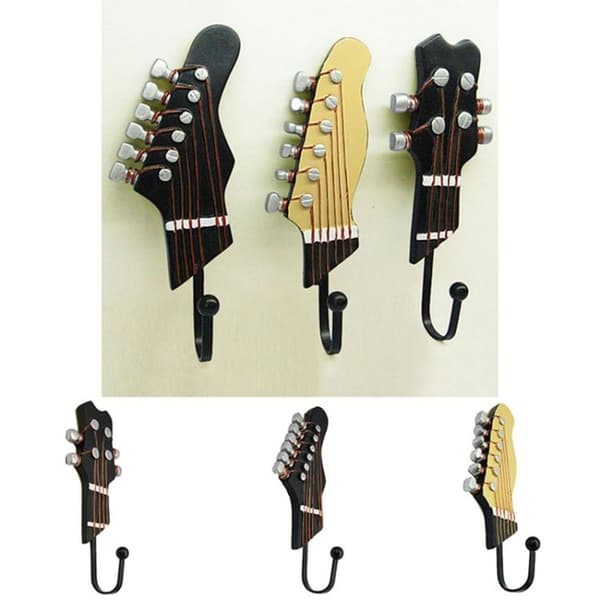 3 dekorative gitarformede kroker