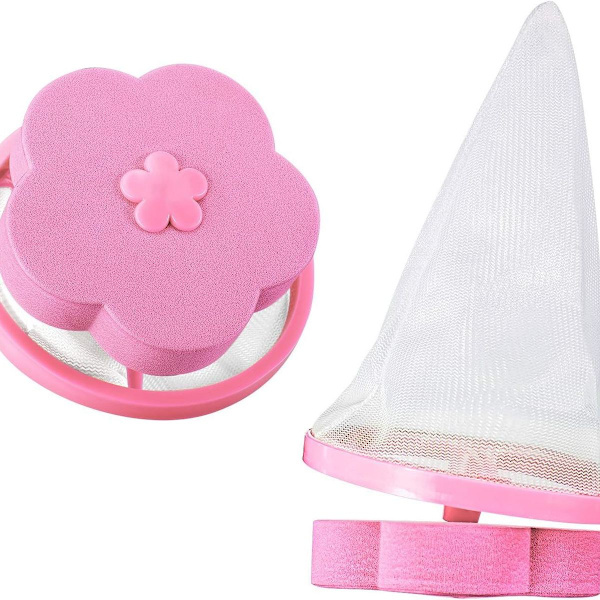 4-pack återanvändbara tvättmaskinsfilter i rosa