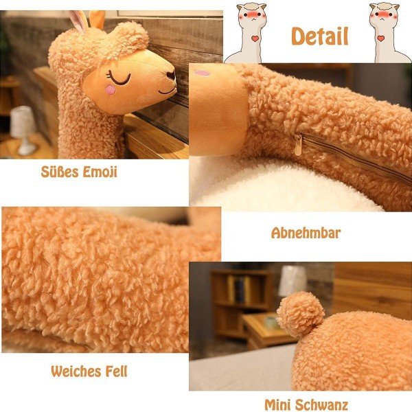 Celawork Alpaca Bamse, Alpaca Plyslegetøj med Lang Hals, Blød Alpaca Pude Stu KLB