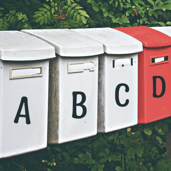 Ark med selvklæbende bogstaver til at klæbe på, store og små mærkater, KLB