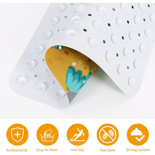 Hval Antiskli Dusjmatte, 53x53 CM Maskinvaskbar Badematte Antiskli Badekarmatte med Sugekopp-