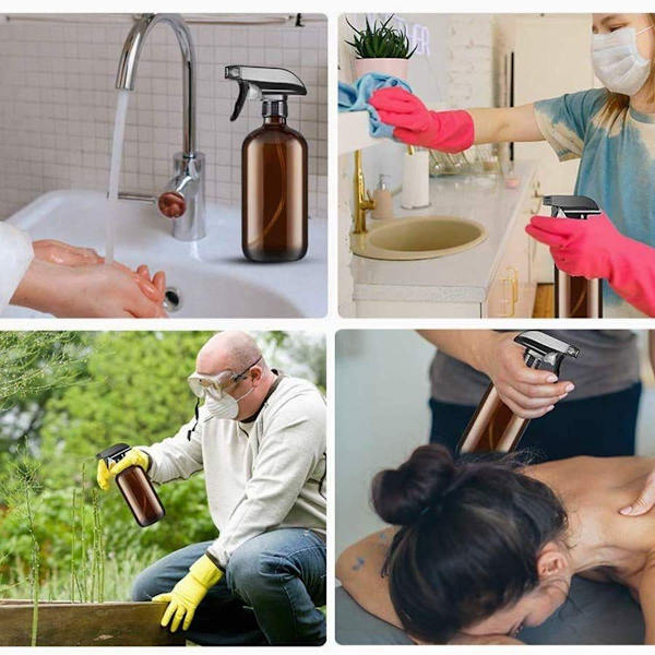 4-pack tomma sprayflaskor, glasflaskor, med justerbart sprayhuvud.