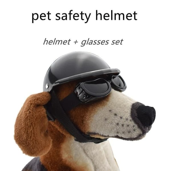 Hundhjälm Goggles Set Husdjurshjälm Solglasögon Hundar Justerbar Hund Motorcykel Säkerhetshatt L