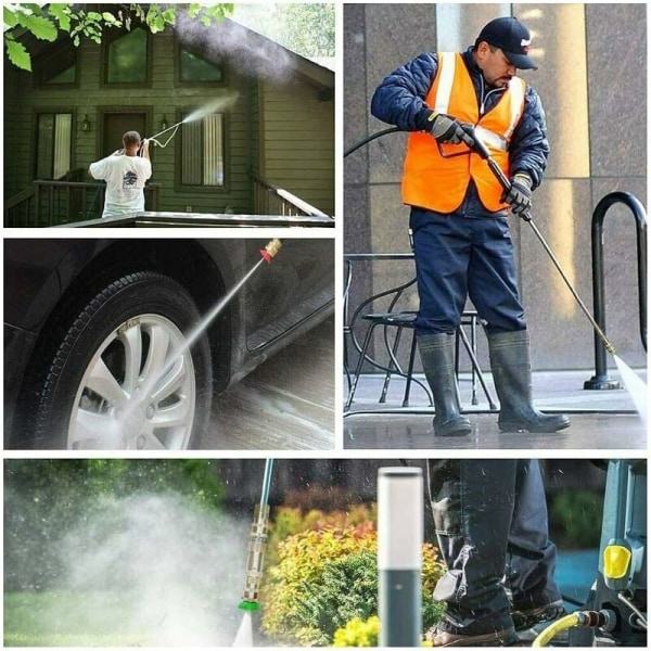 Turbo dyse til højtryksrenser, roterende dyse og 7 dyser, 1/4' hurtigkobling, 4000 Psi, sort KLB
