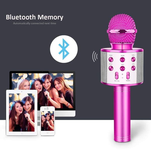 Bluetooth karaoke-mikrofon, multifunksjonell trådløs karaoke håndholdt enhet KLB