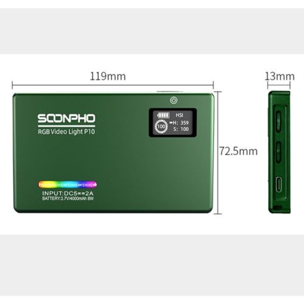 LED-videoljus RGB LED-videoljus Aluminium USB-uppladdningsbart LED-videoljus