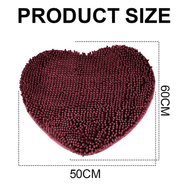 Chenille hjerteformet sklisikker absorberende teppe bryllupsrom gulvmatte soverom bad