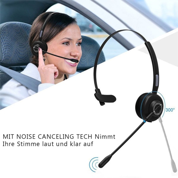Tecknet Bluetooth-headset med mikrofon, PC-headset med AI-støjreduktion, KLB